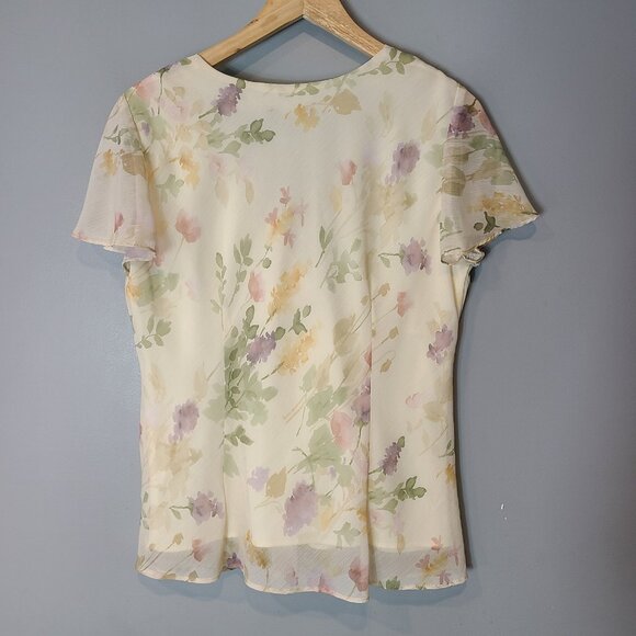 Vtg Y2K 90s Fairy Grunge Baby Doll Top Size 12 Yellow Floral - Picture 5 of 7